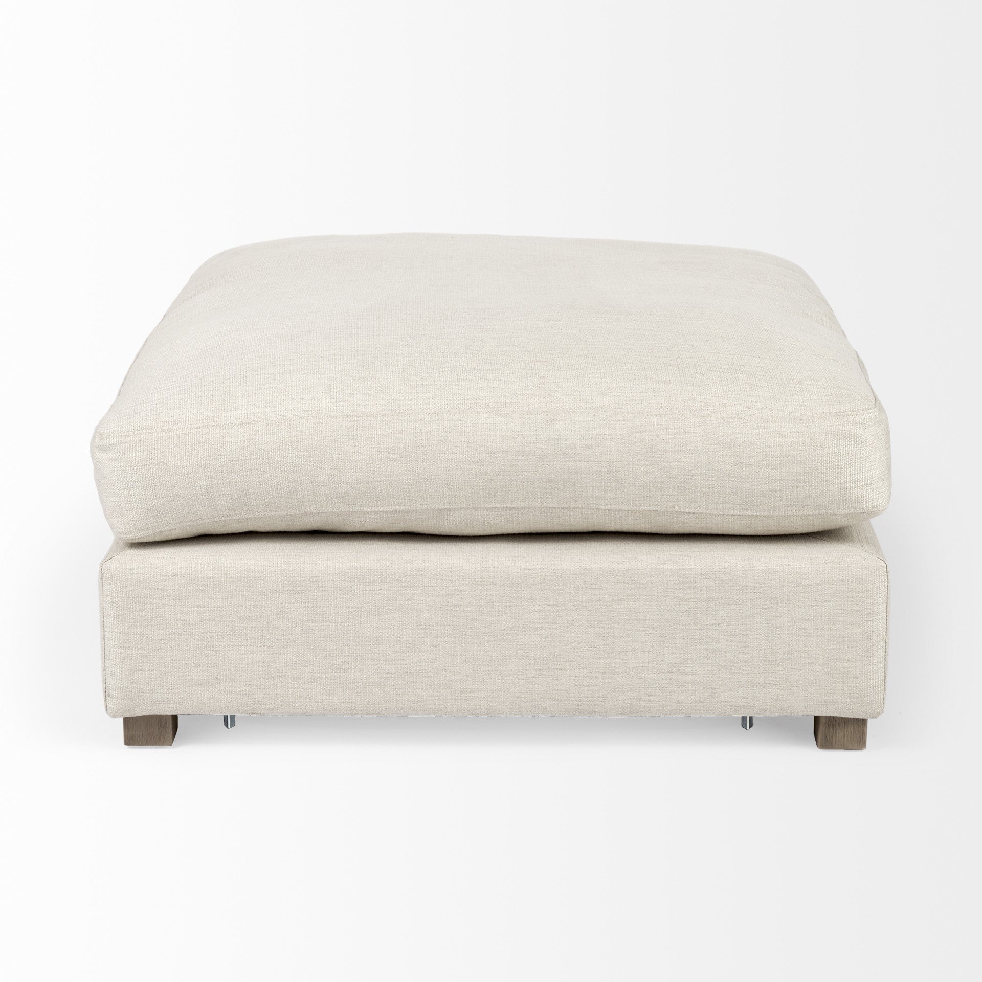 39" Polyester and Wood Square Ottoman