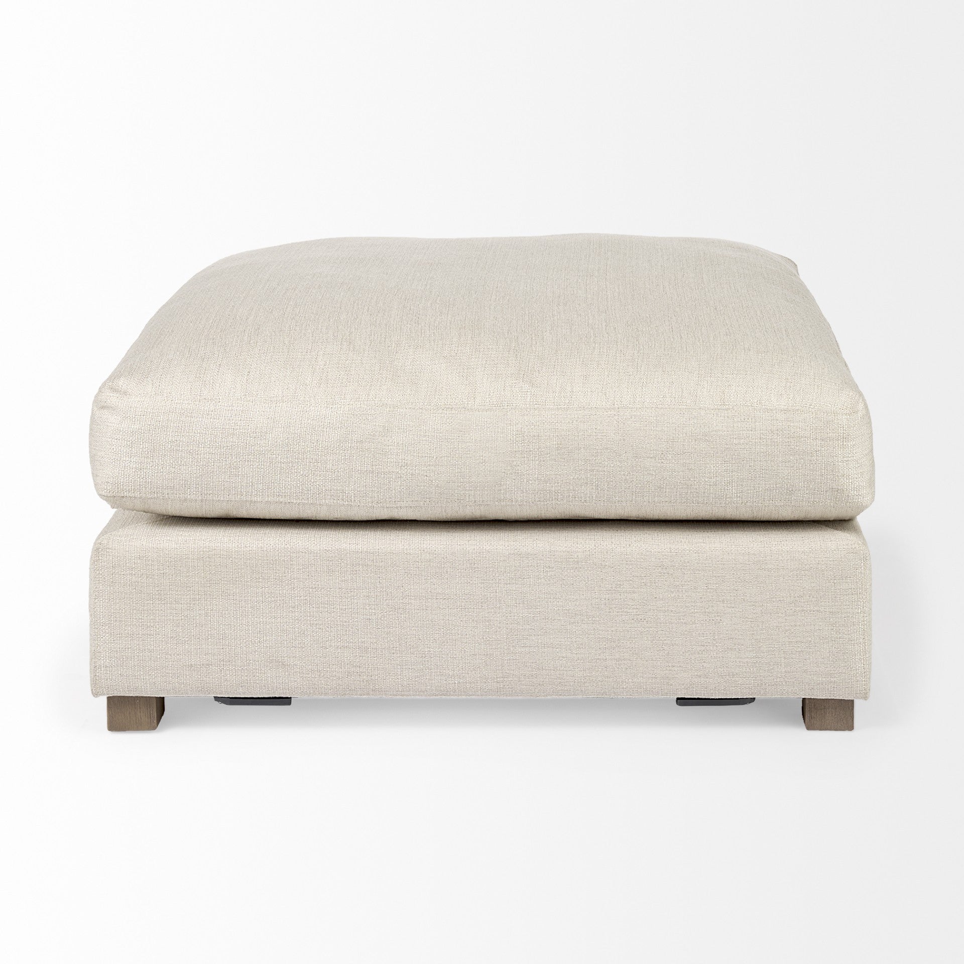 39" Polyester and Wood Square Ottoman