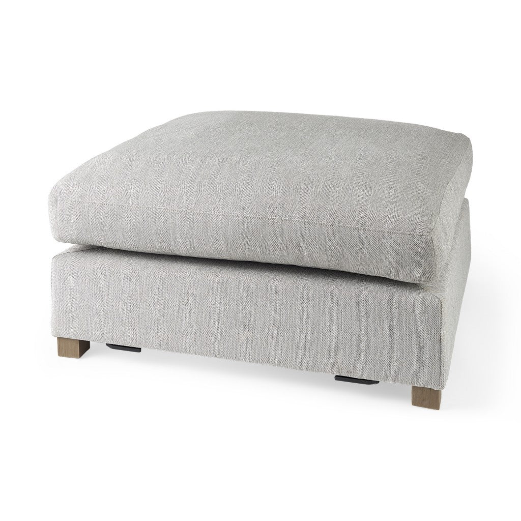 39" Polyester and Wood Square Ottoman