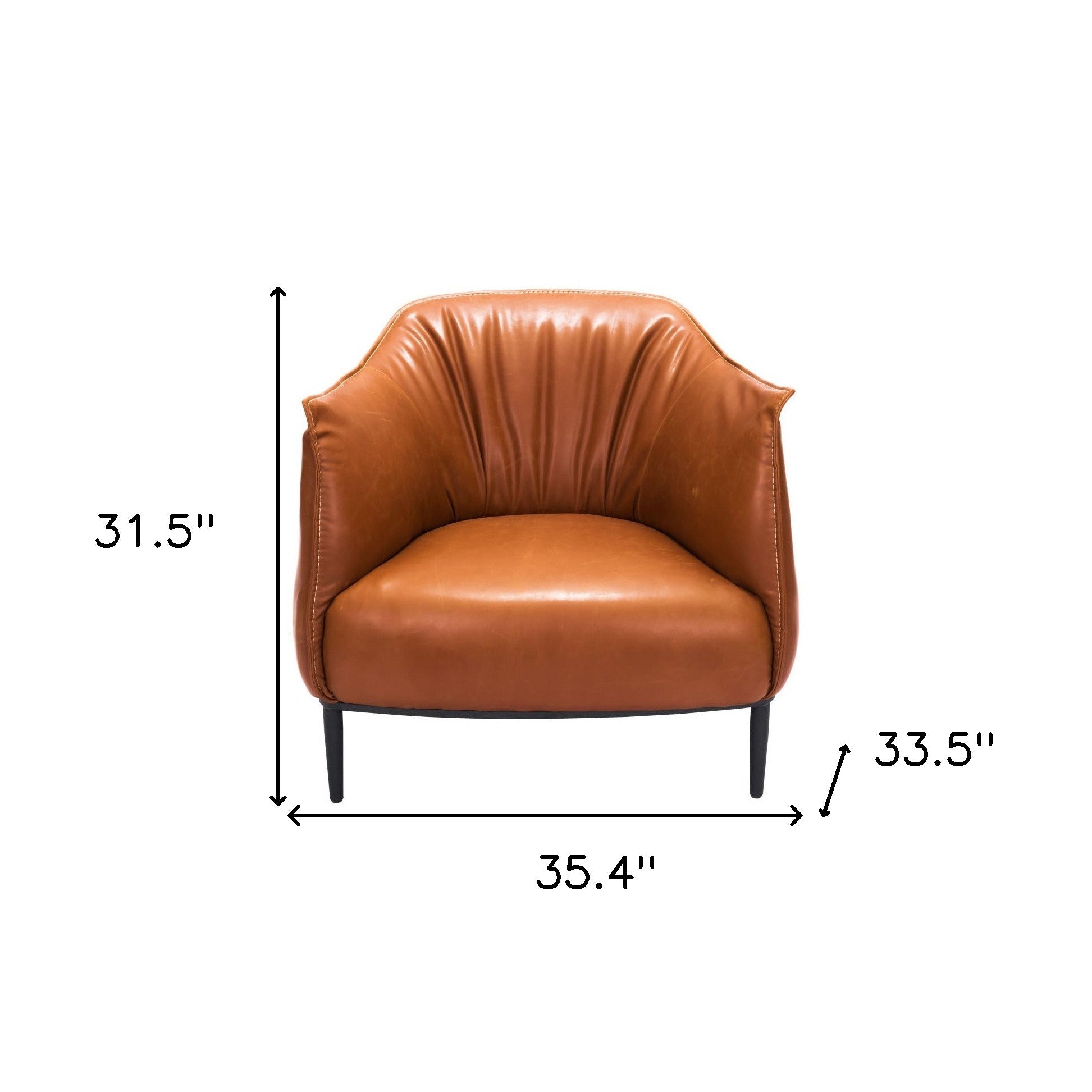 35" Brown Faux Leather Barrel Chair