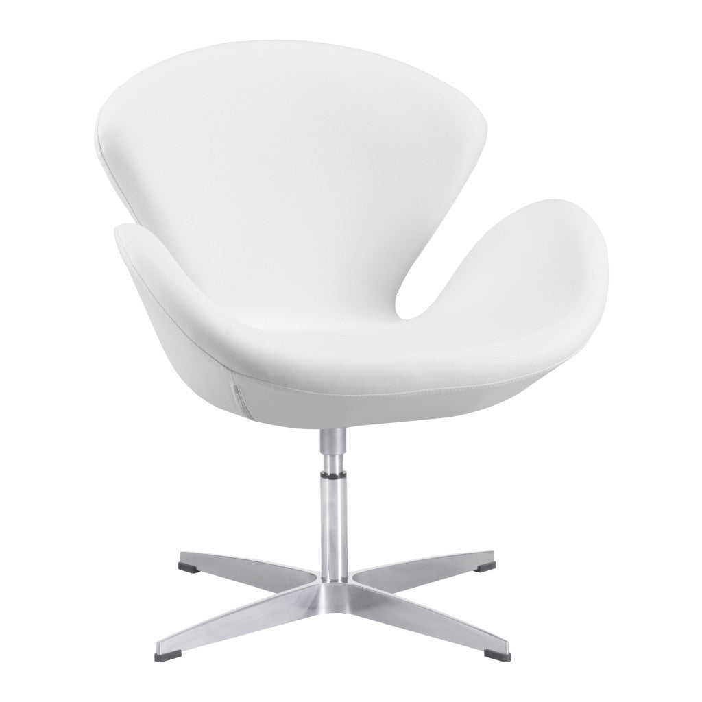 28" White Scoop Swivel Chair