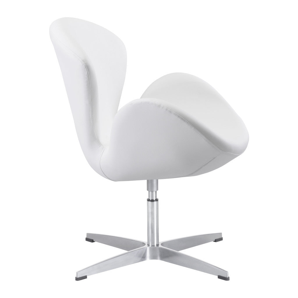 28" White Scoop Swivel Chair