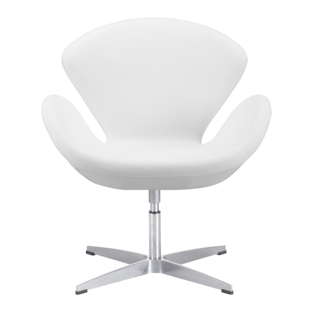 28" White Scoop Swivel Chair