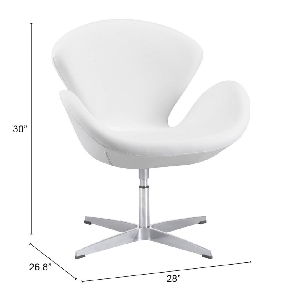 28" White Scoop Swivel Chair