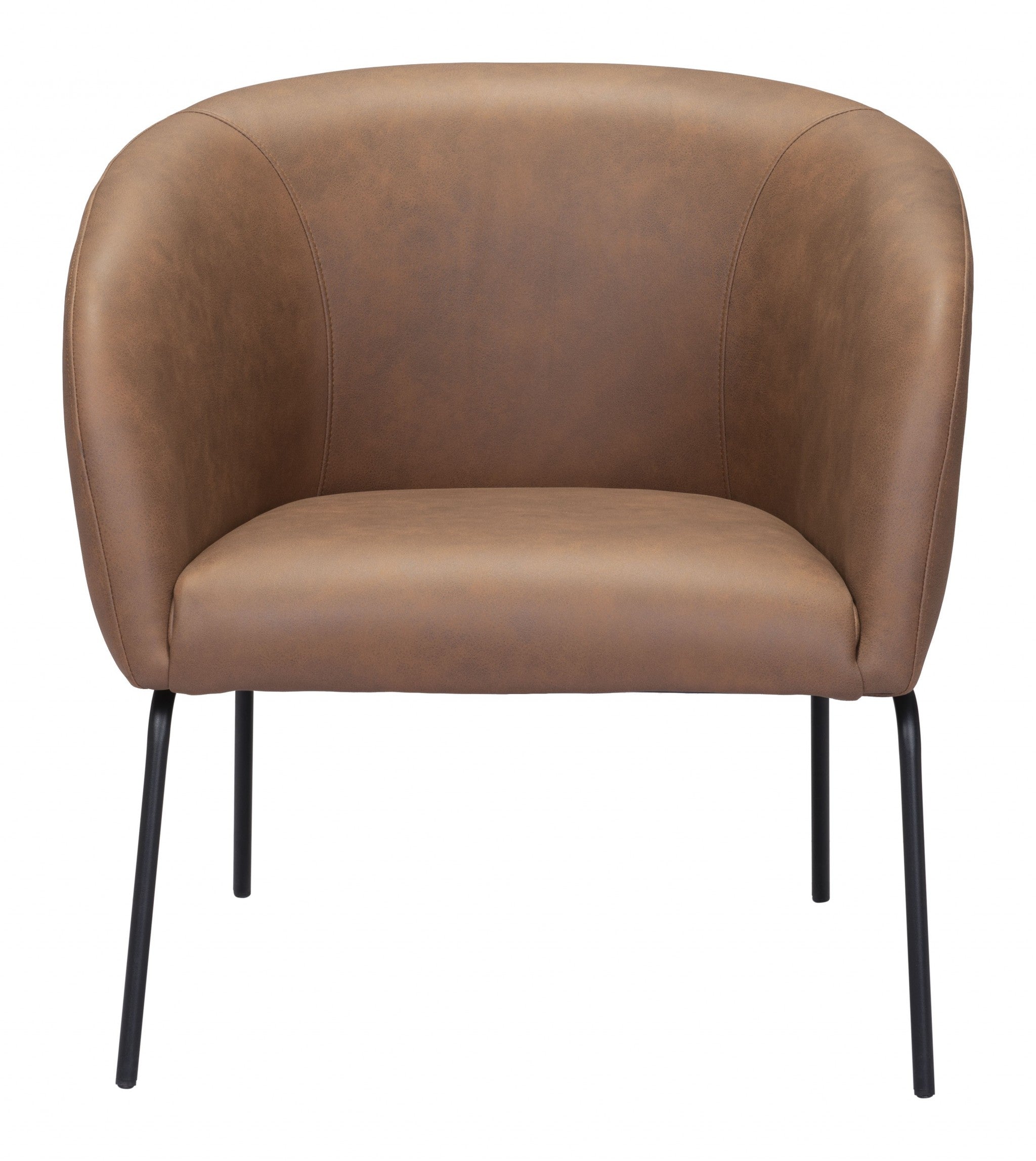 28" Modern Faux Leather Barrel Chair