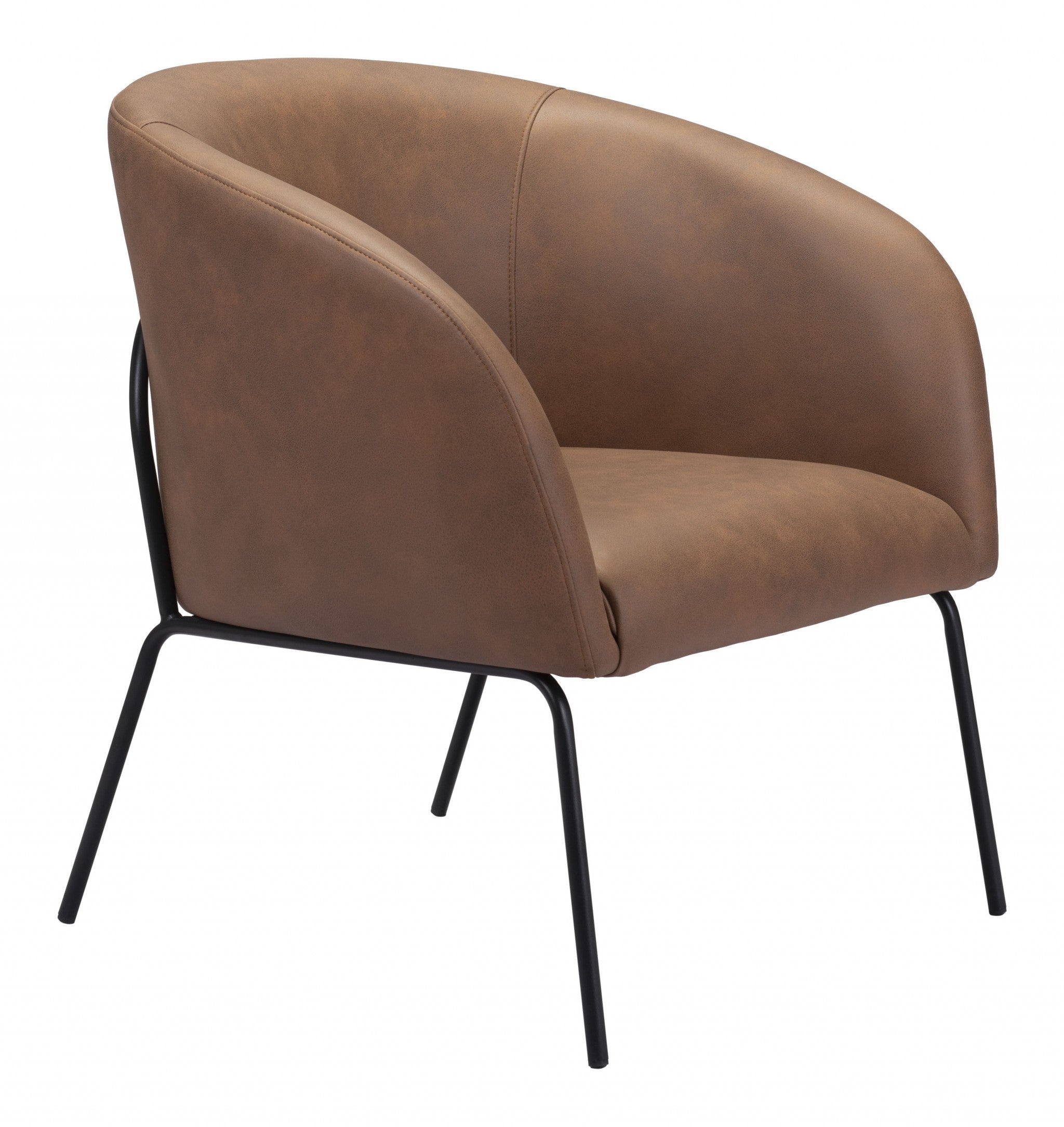 28" Modern Faux Leather Barrel Chair