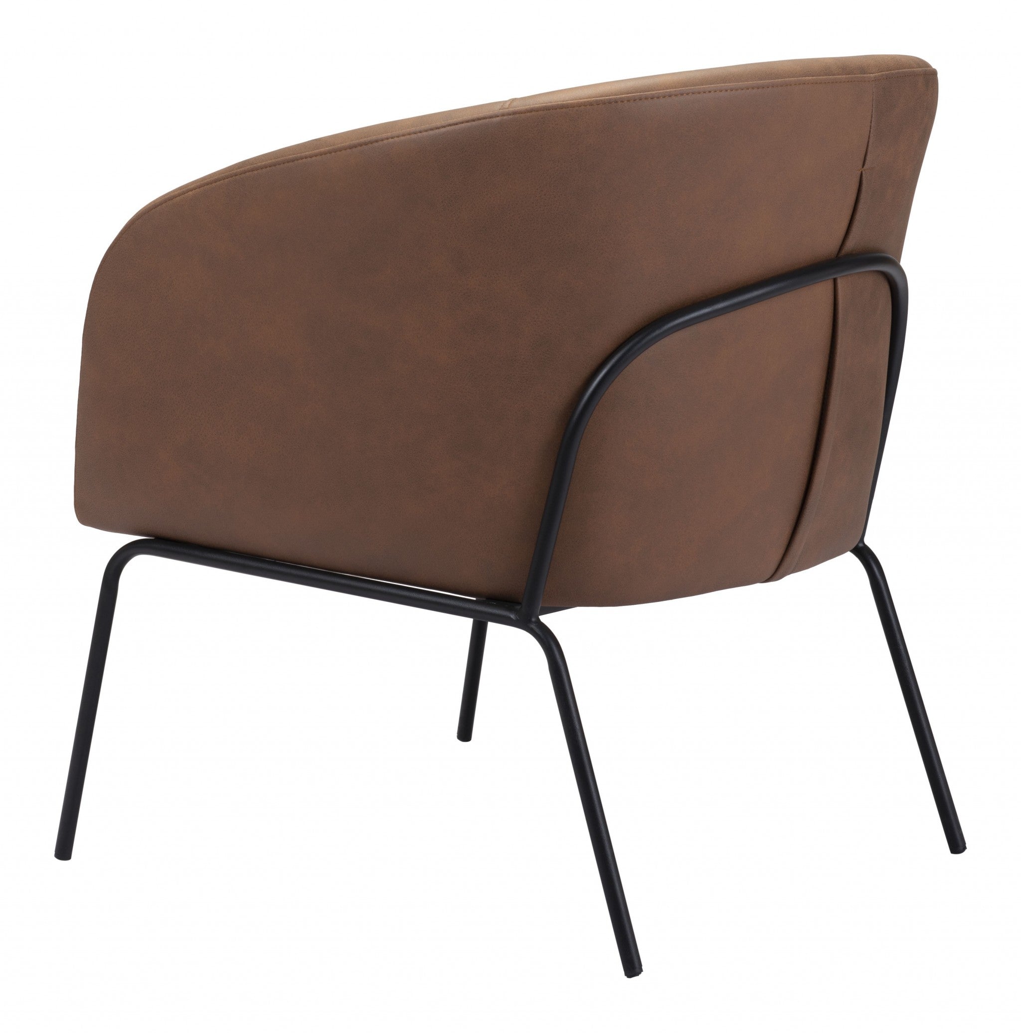 28" Modern Faux Leather Barrel Chair