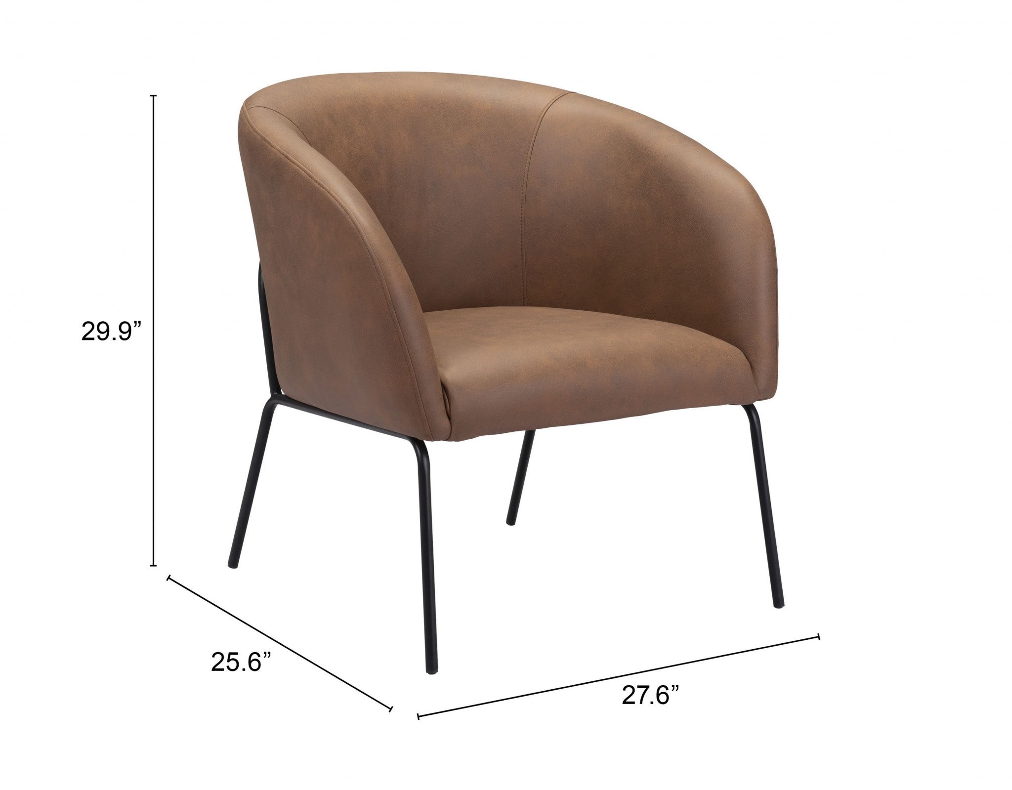 28" Modern Faux Leather Barrel Chair