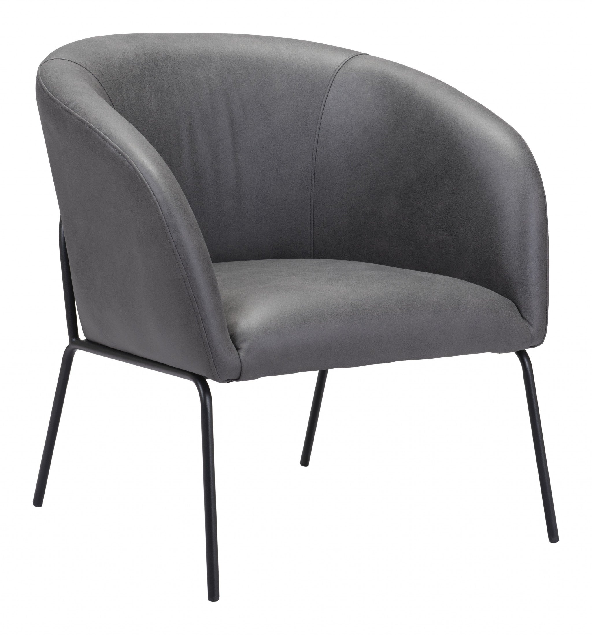 28" Modern Faux Leather Barrel Chair