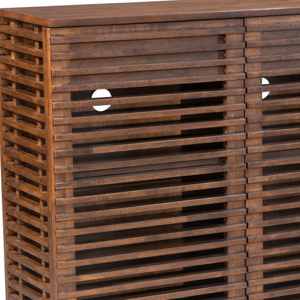 42" Walnut Mid-Century Shade Accent Cabinet