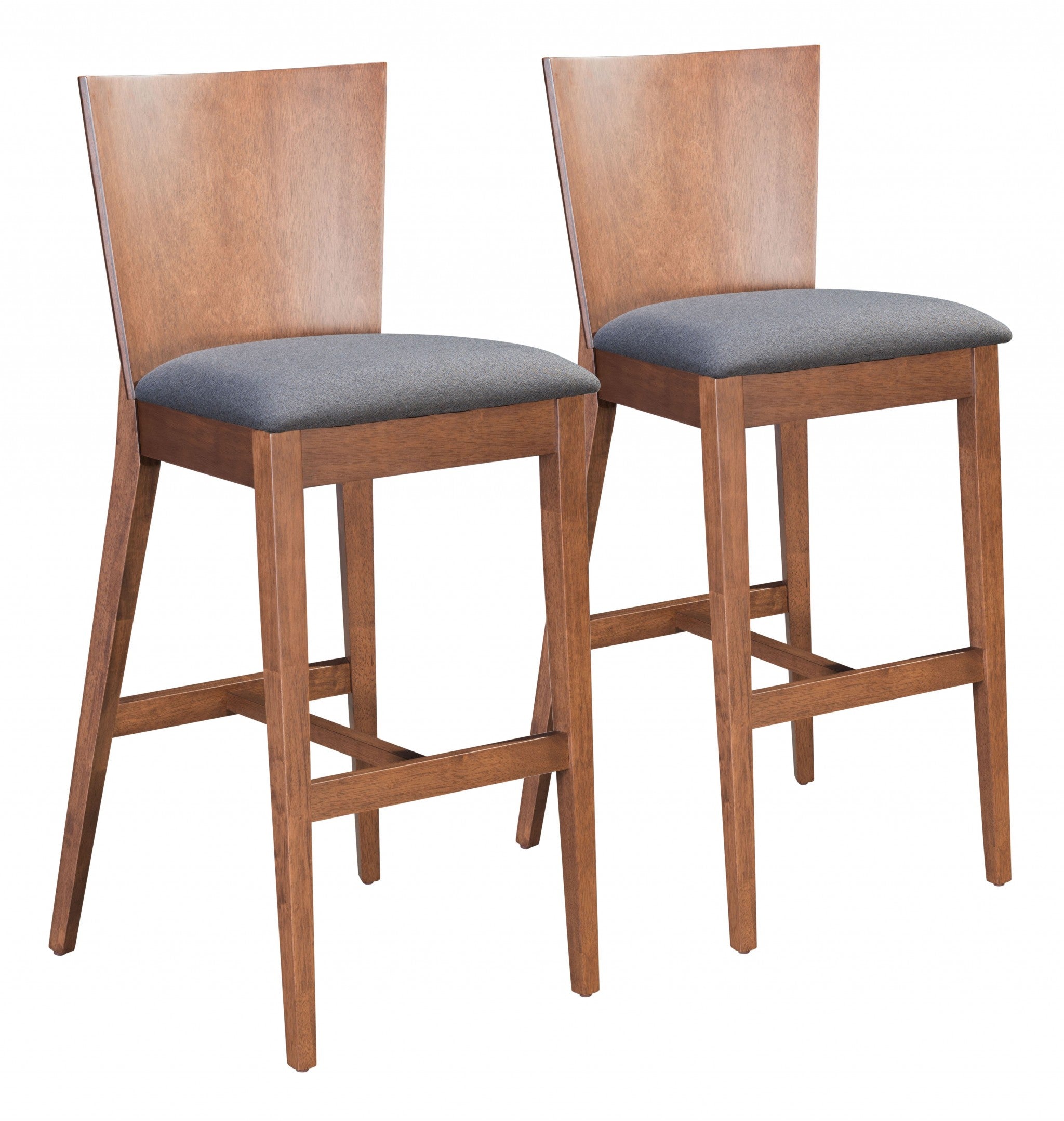 43" Set of Two Gray and Brown Wood Full Back Chairs