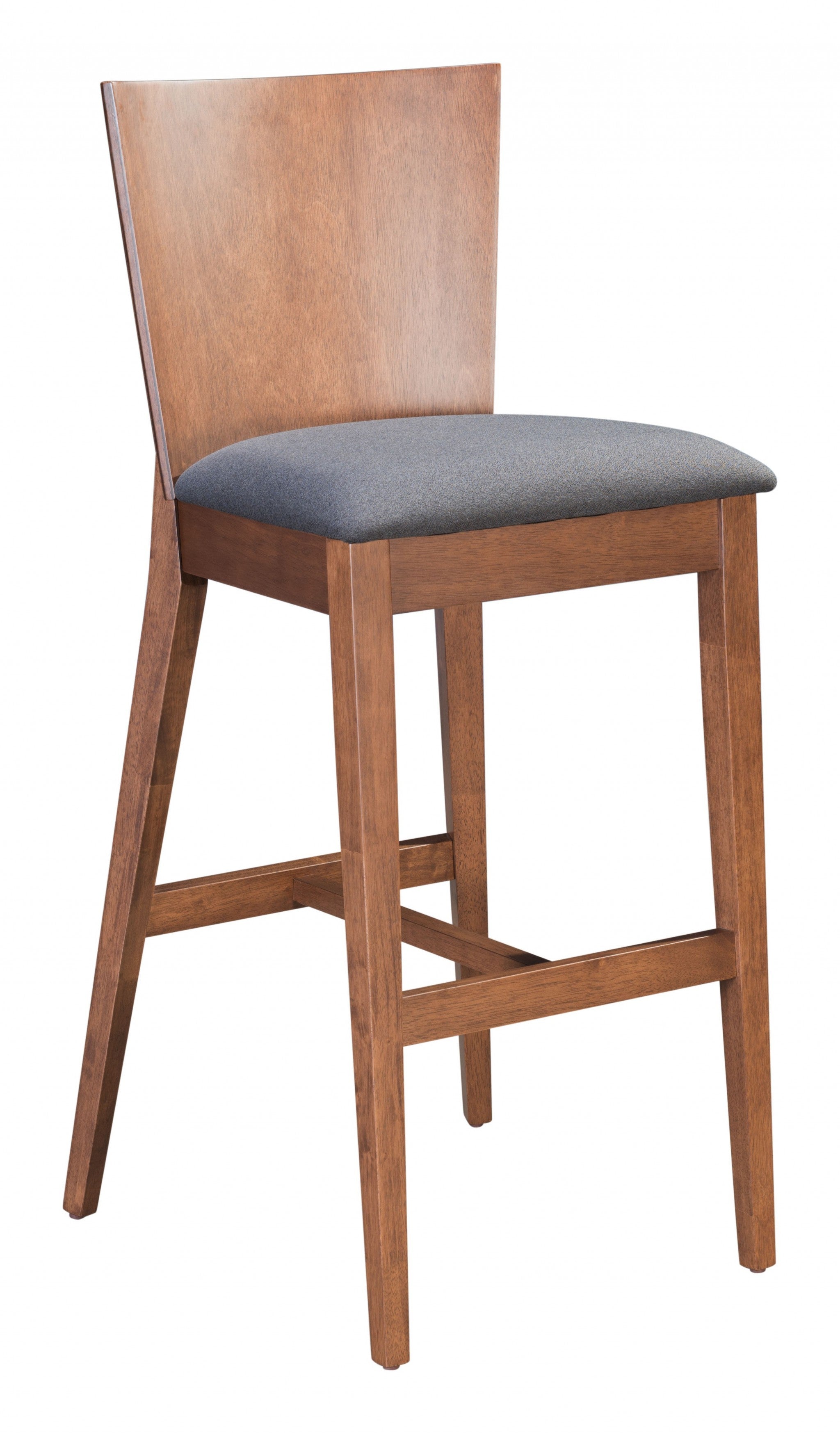 43" Set of Two Gray and Brown Wood Full Back Chairs