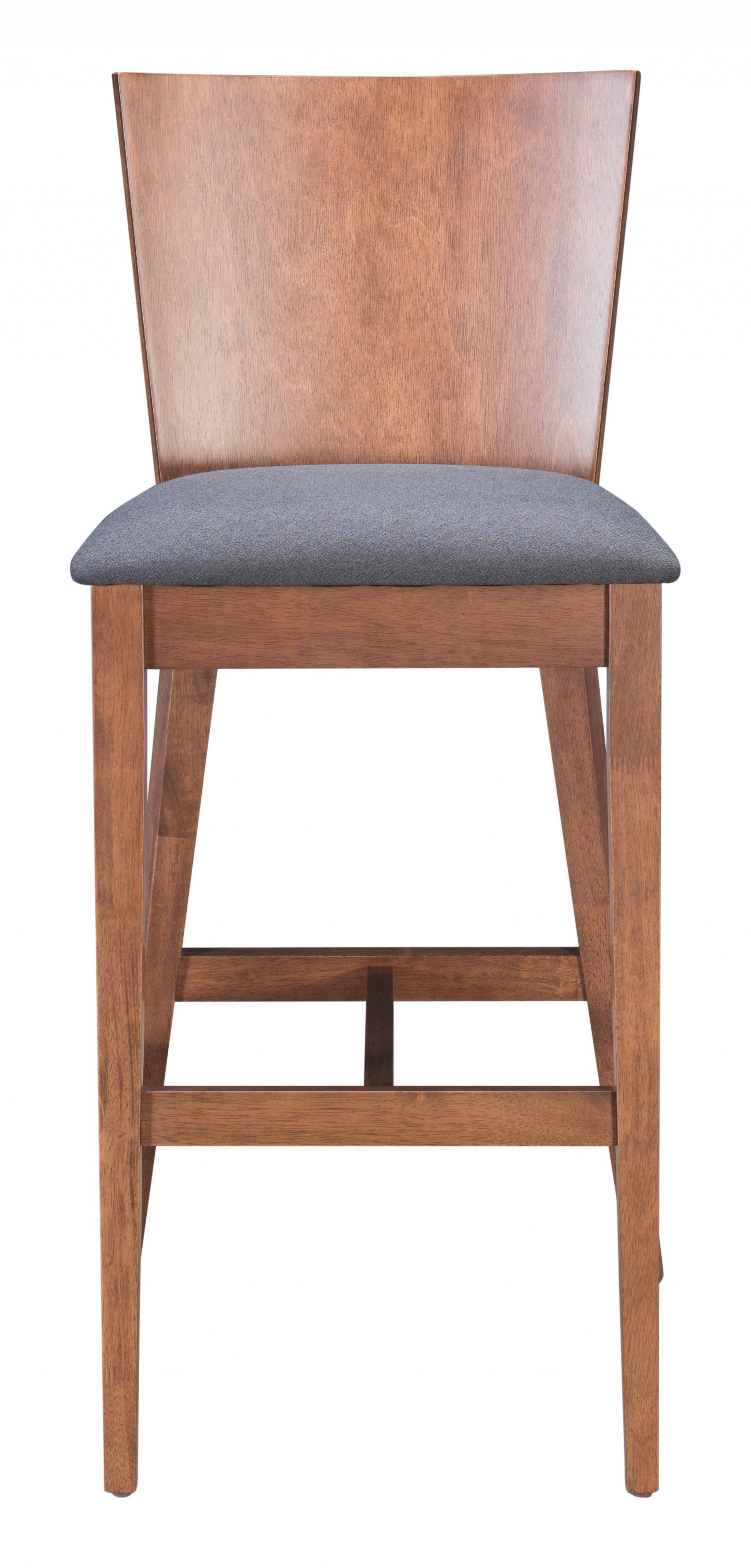 43" Set of Two Gray and Brown Wood Full Back Chairs