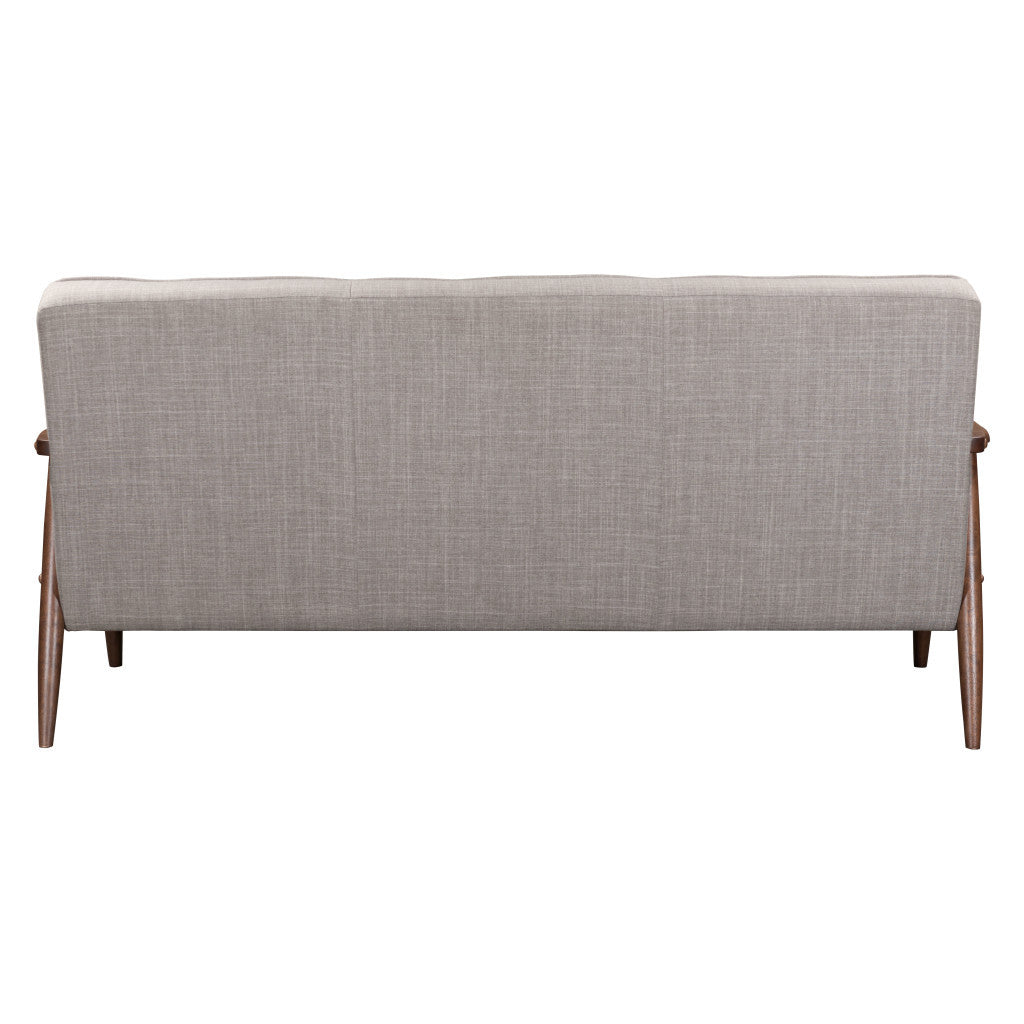 69" Beige Tufted Wood Loveseat