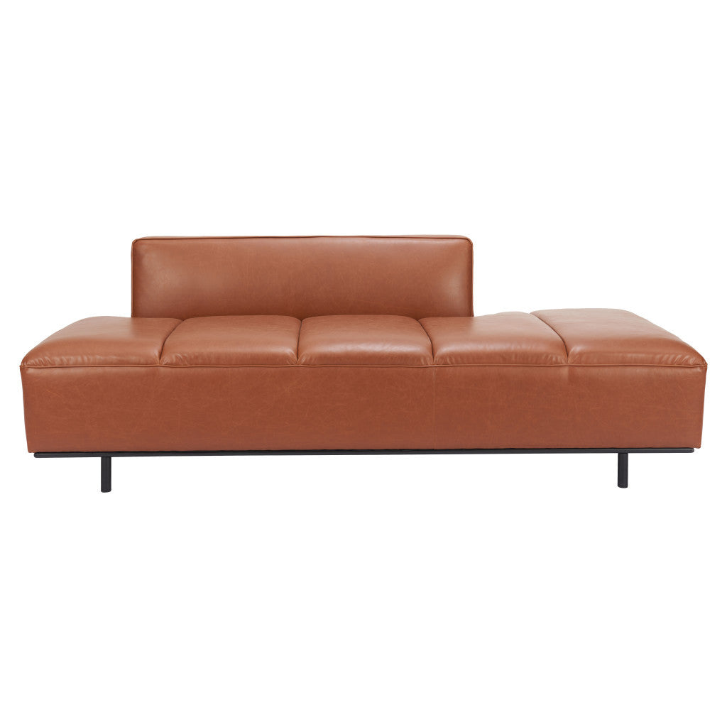 79" Brown Faux Leather Incomplete Back Sofa