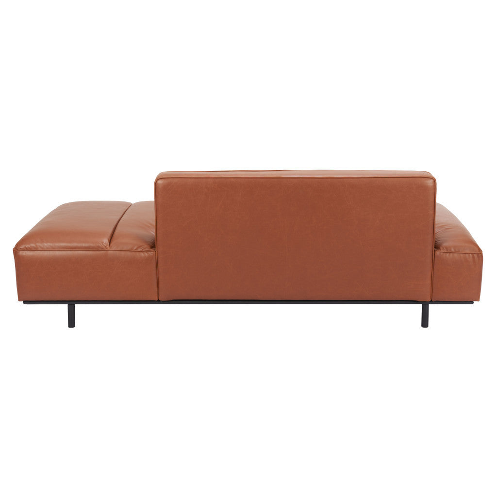 79" Brown Faux Leather Incomplete Back Sofa