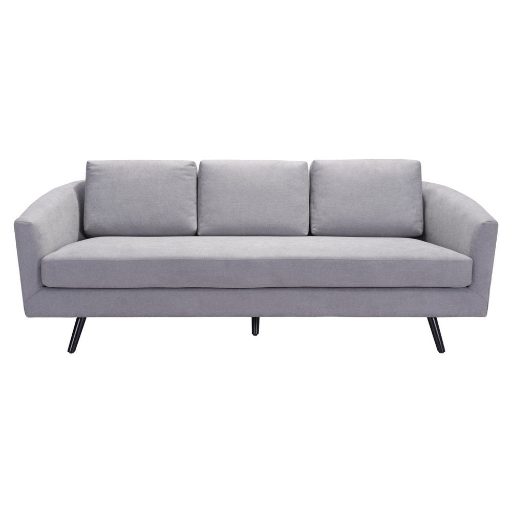 79" Gray Curved Mid-Century Sofa