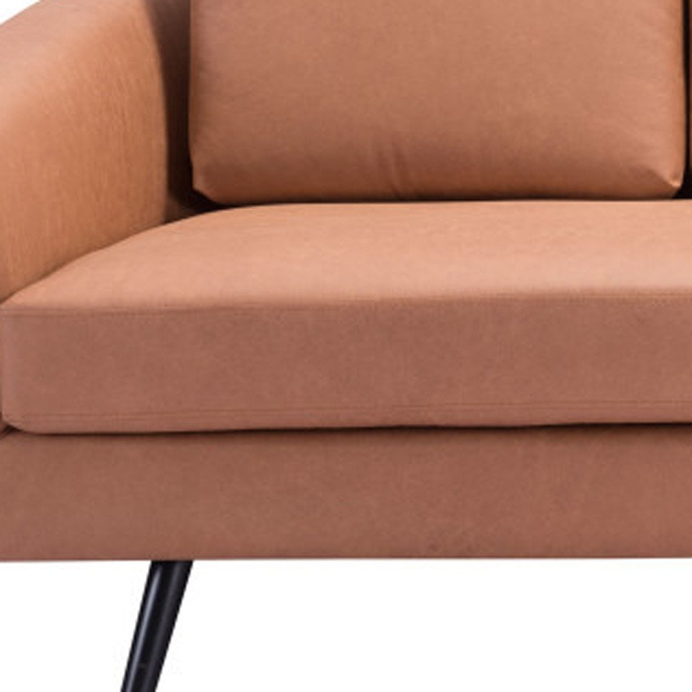 79" Light Brown Faux Leather Mid-Century Sofa