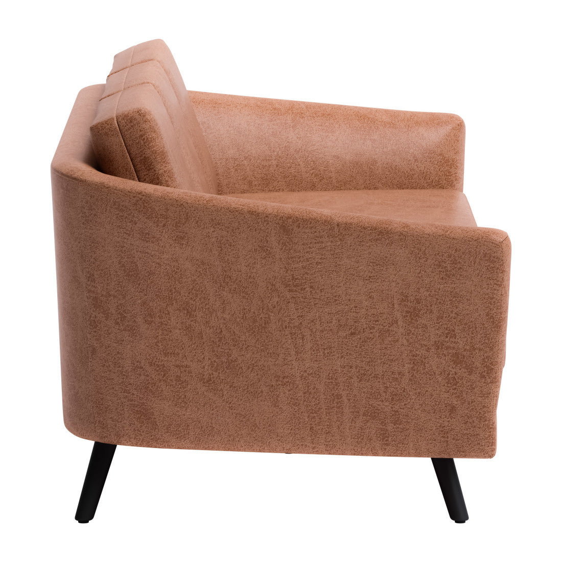 79" Light Brown Faux Leather Mid-Century Sofa