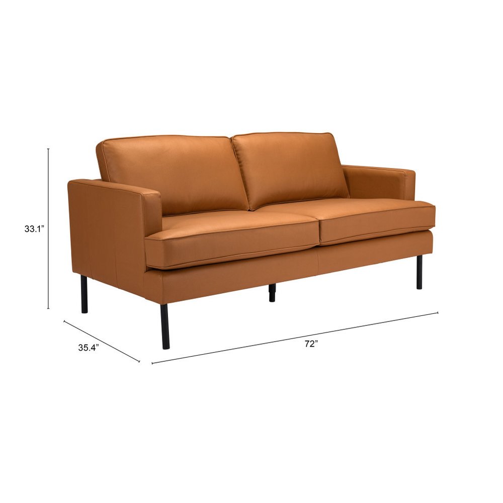 72" Brown Mid-Century Track Arm Loveseat