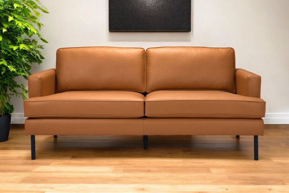 72" Brown Mid-Century Track Arm Loveseat
