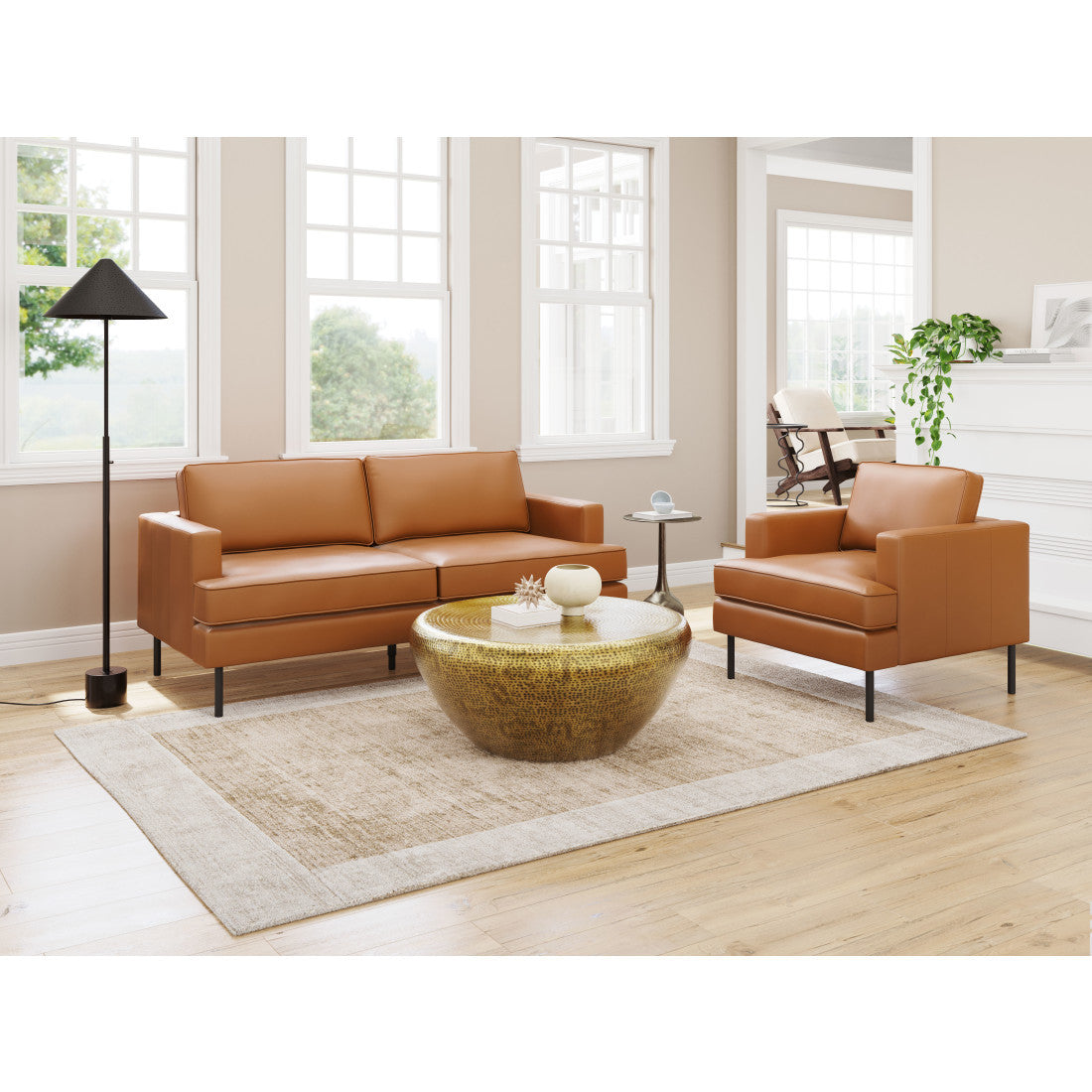 72" Brown Mid-Century Track Arm Loveseat