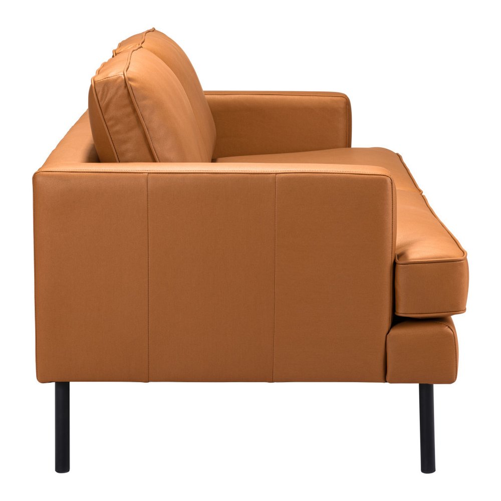 72" Brown Mid-Century Track Arm Loveseat