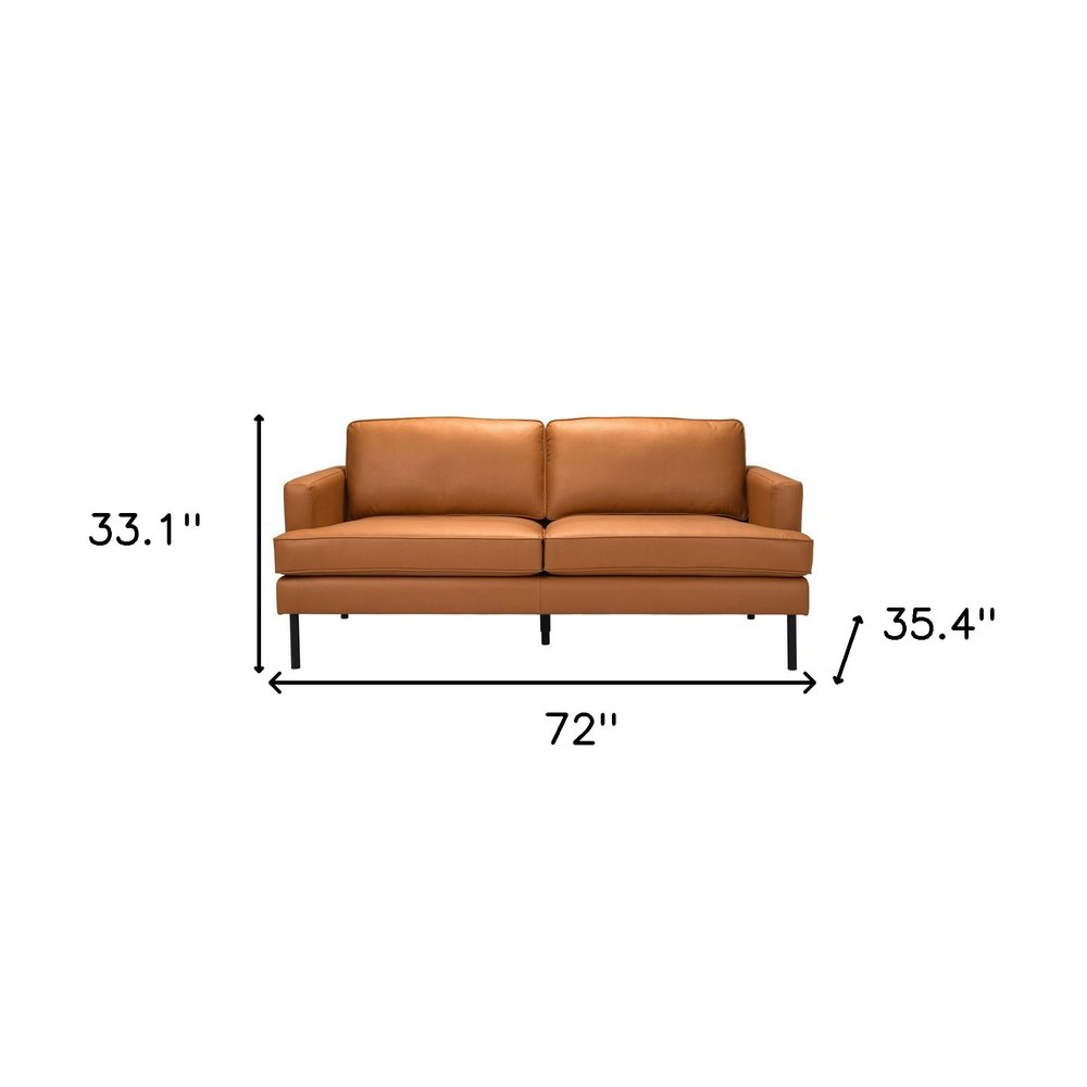 72" Brown Mid-Century Track Arm Loveseat