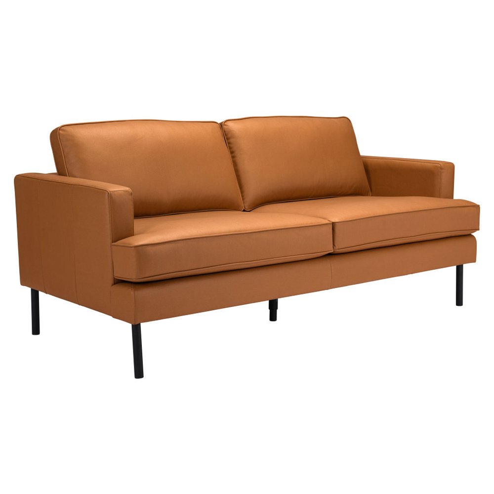 72" Brown Mid-Century Track Arm Loveseat