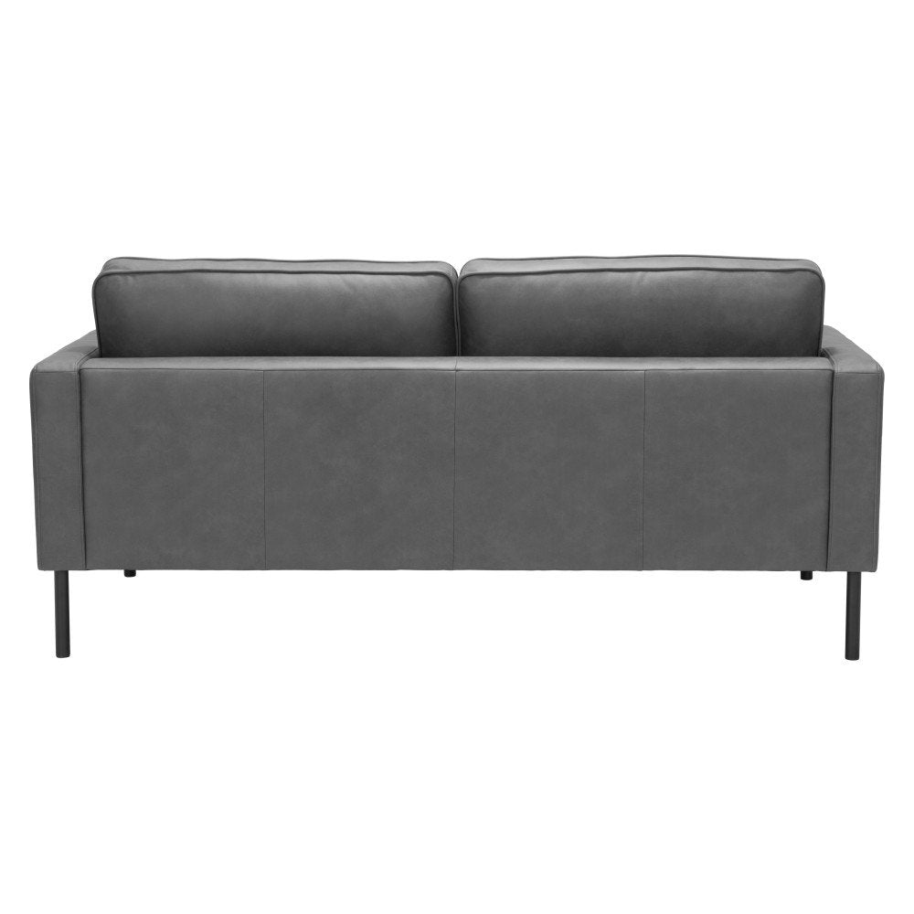 72" Gray Faux Leather Mid-Century Sofa