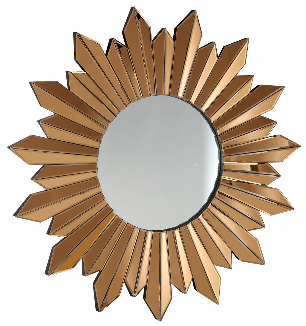 39" Gold Deco Sunburst Metal Accent Mirror