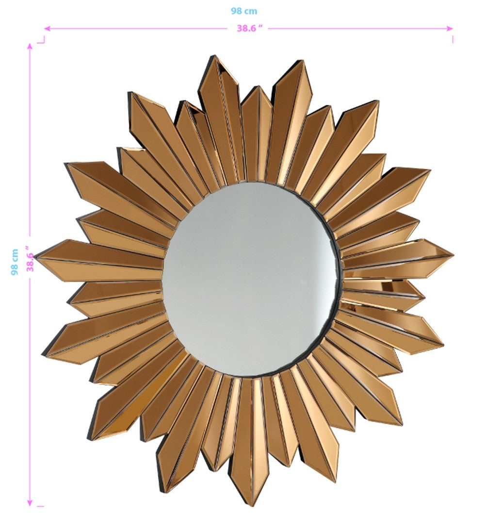 39" Gold Deco Sunburst Metal Accent Mirror