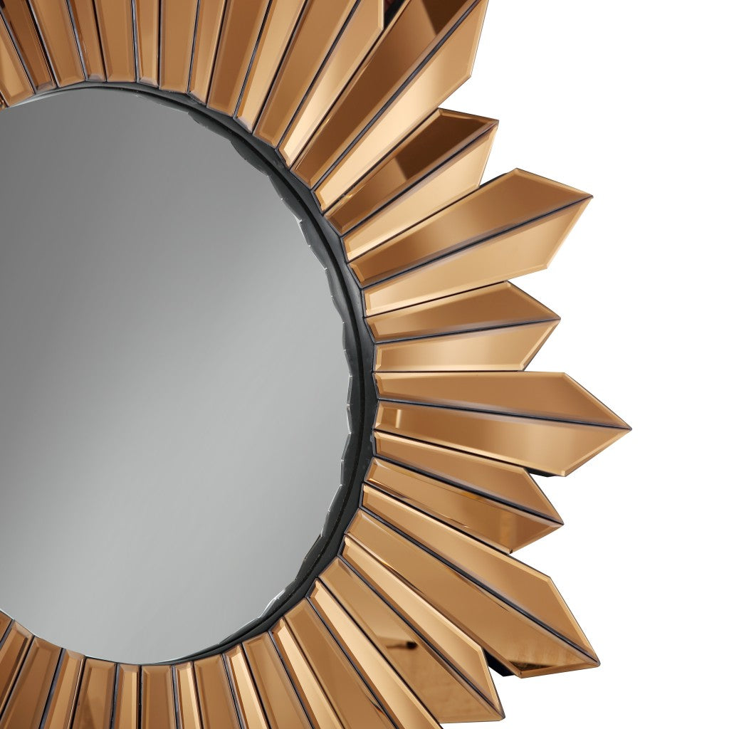 39" Gold Deco Sunburst Metal Accent Mirror