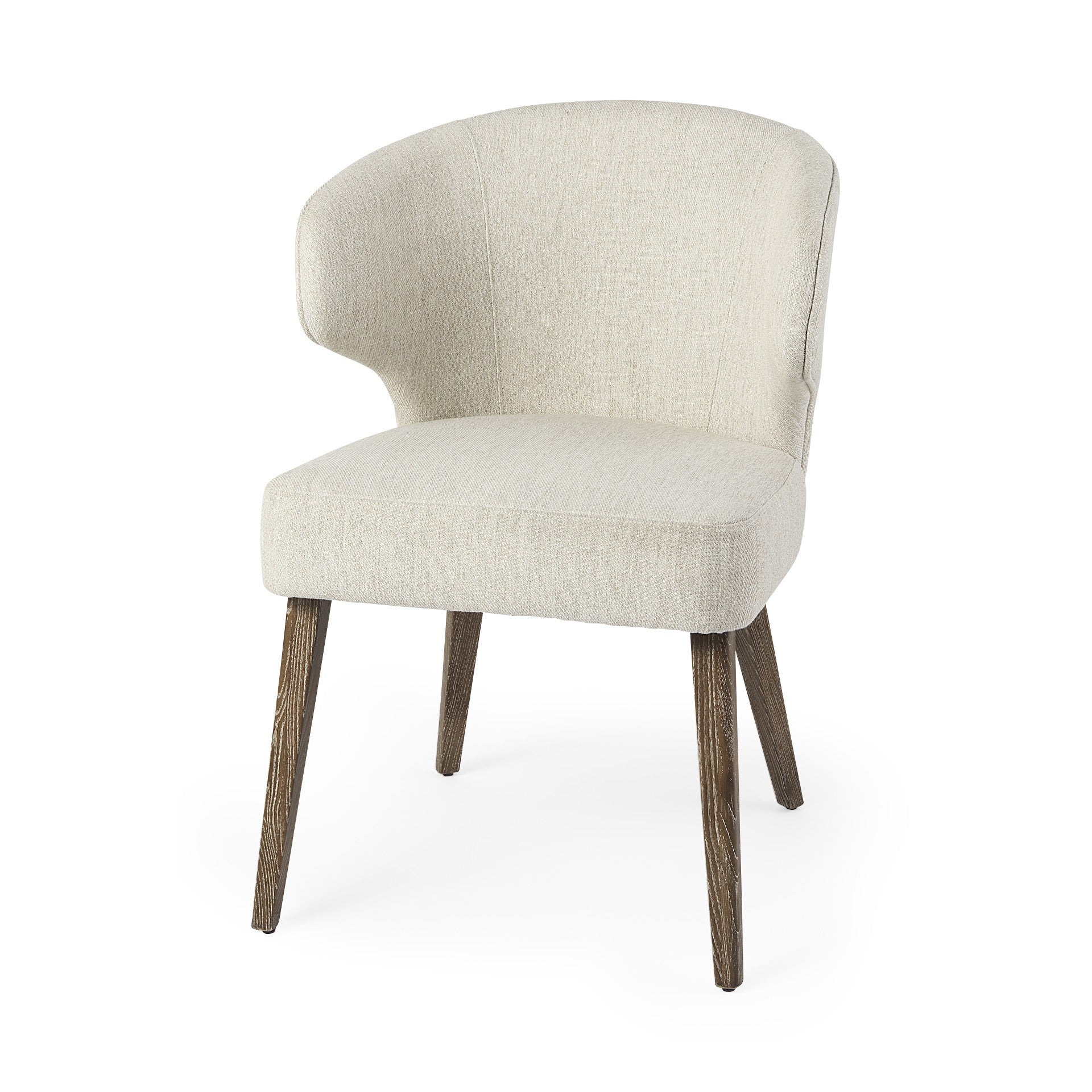 25" Ivory Mid-Century Modern Wingback Dining Chair