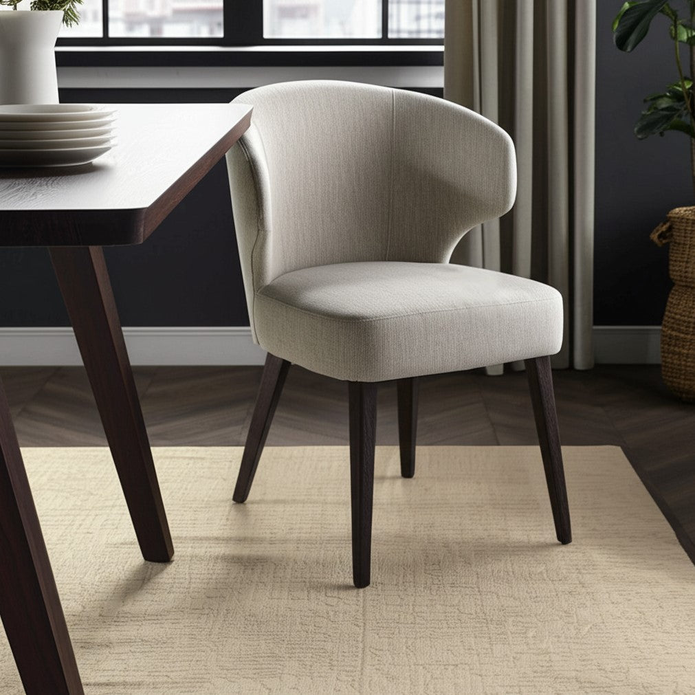 25" Ivory Mid-Century Modern Wingback Dining Chair