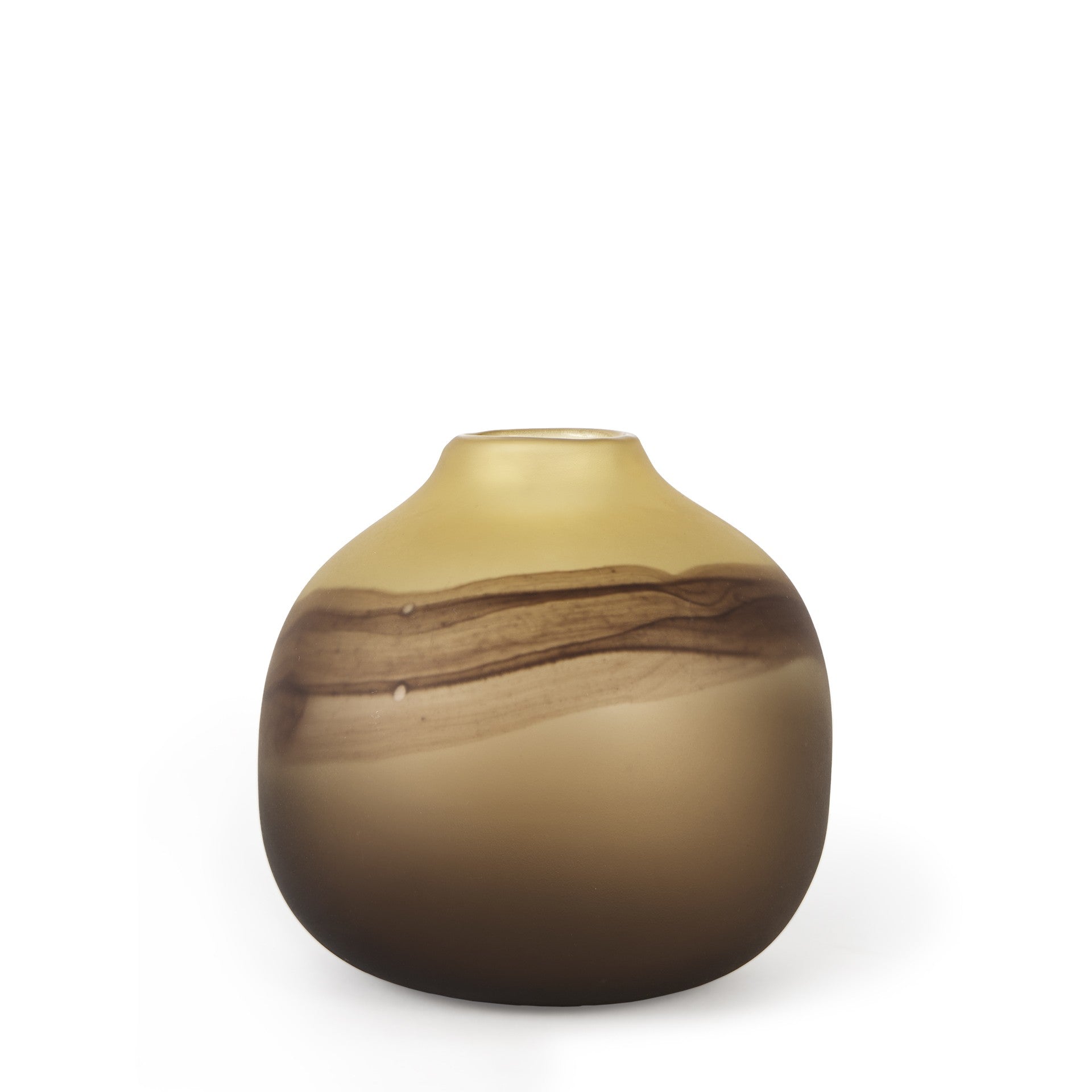 8" Brown and Beige Sandy Glass Round Vase