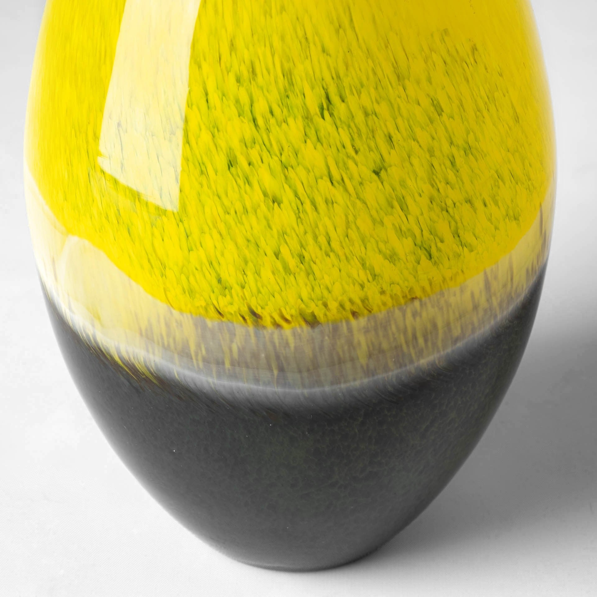 21" Yellow and Gray Handspun Glass Long-Neck Vase