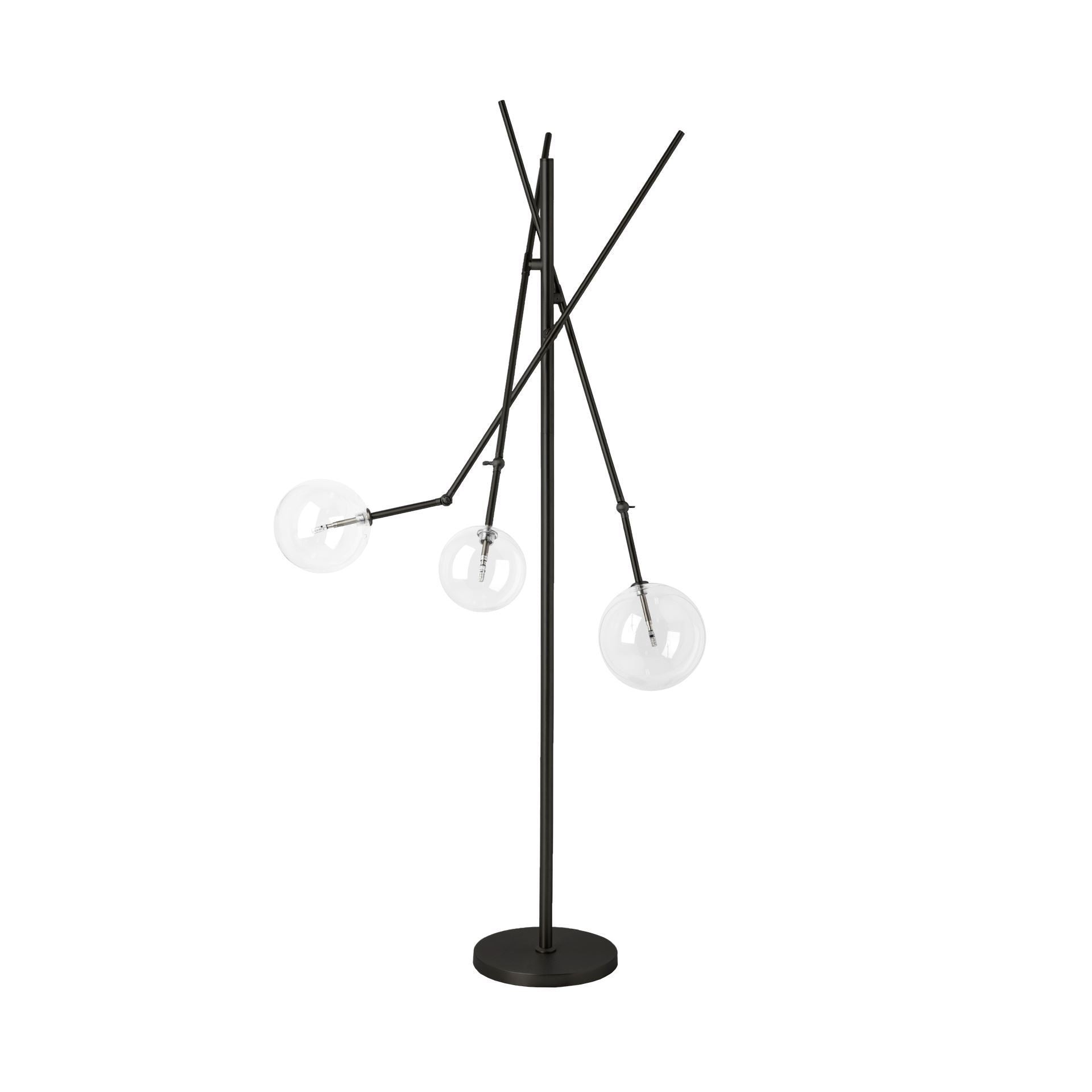 84" Black Black Tri-Bulb Adjustable Floor Lamp