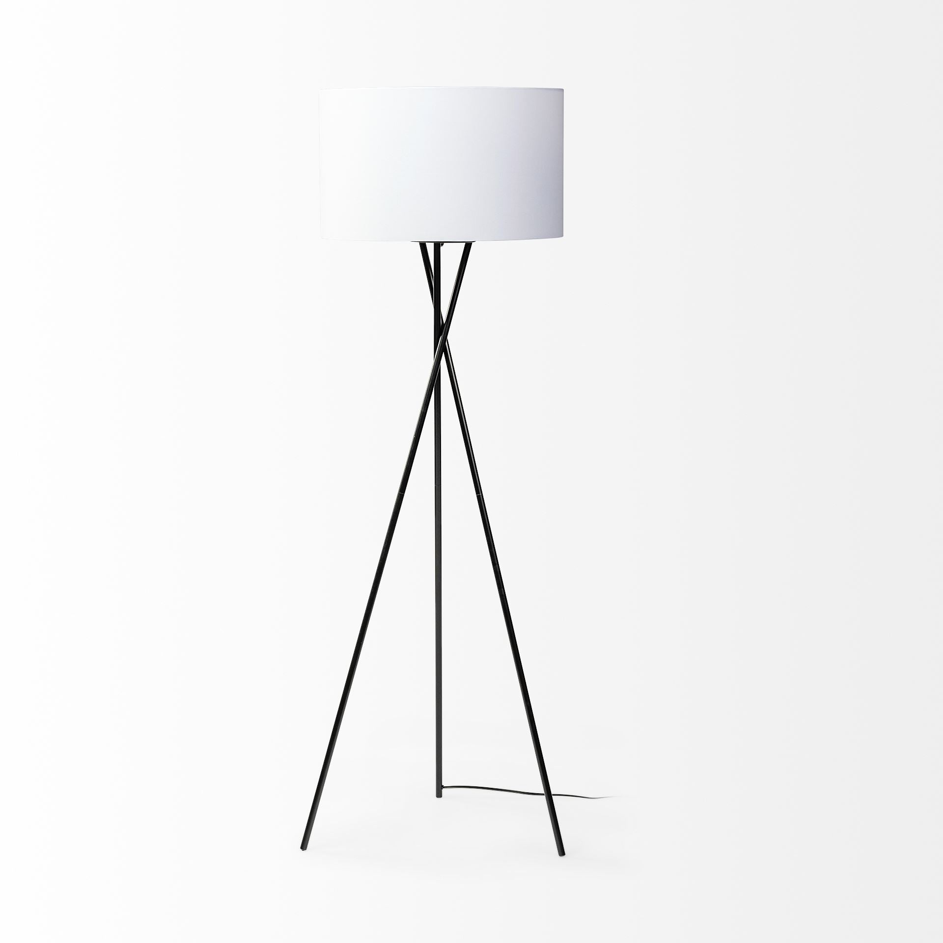 66" Black Metal Tripod Floor Lamp