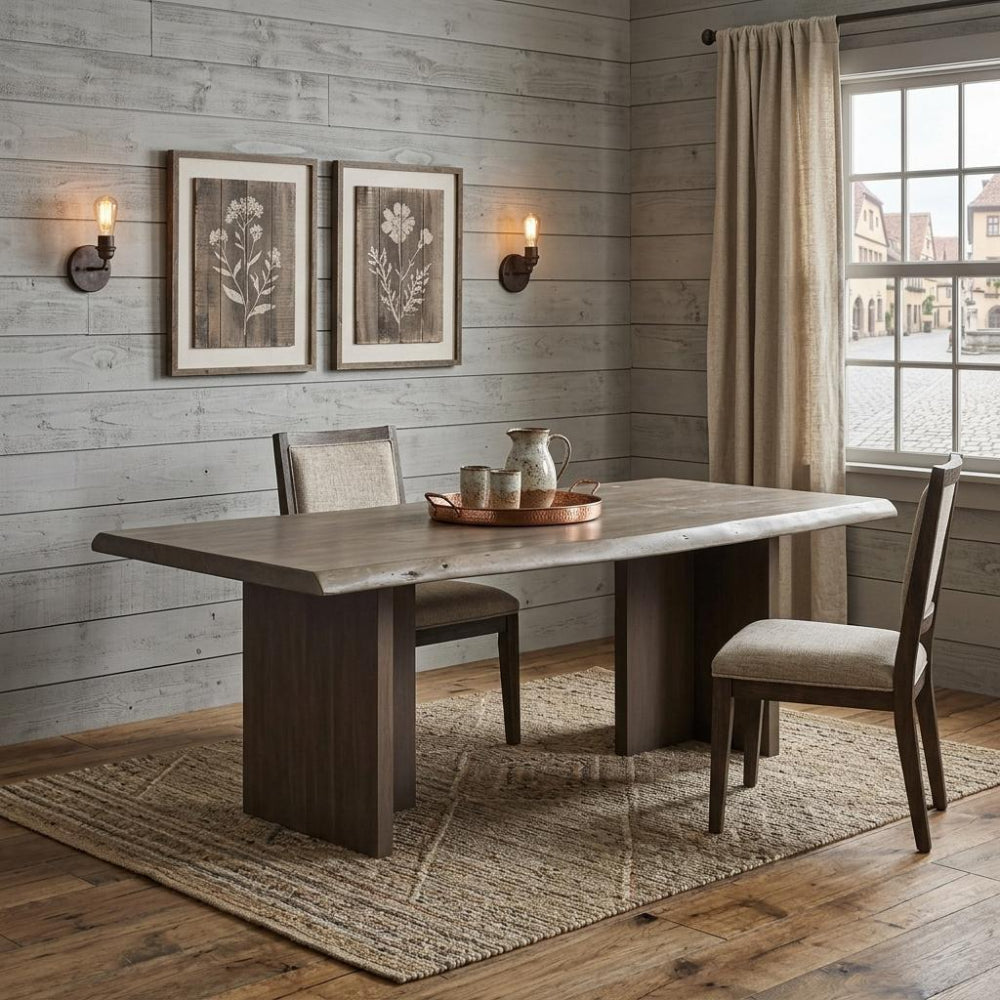 94" Brown Live Edge Wood Dining Table