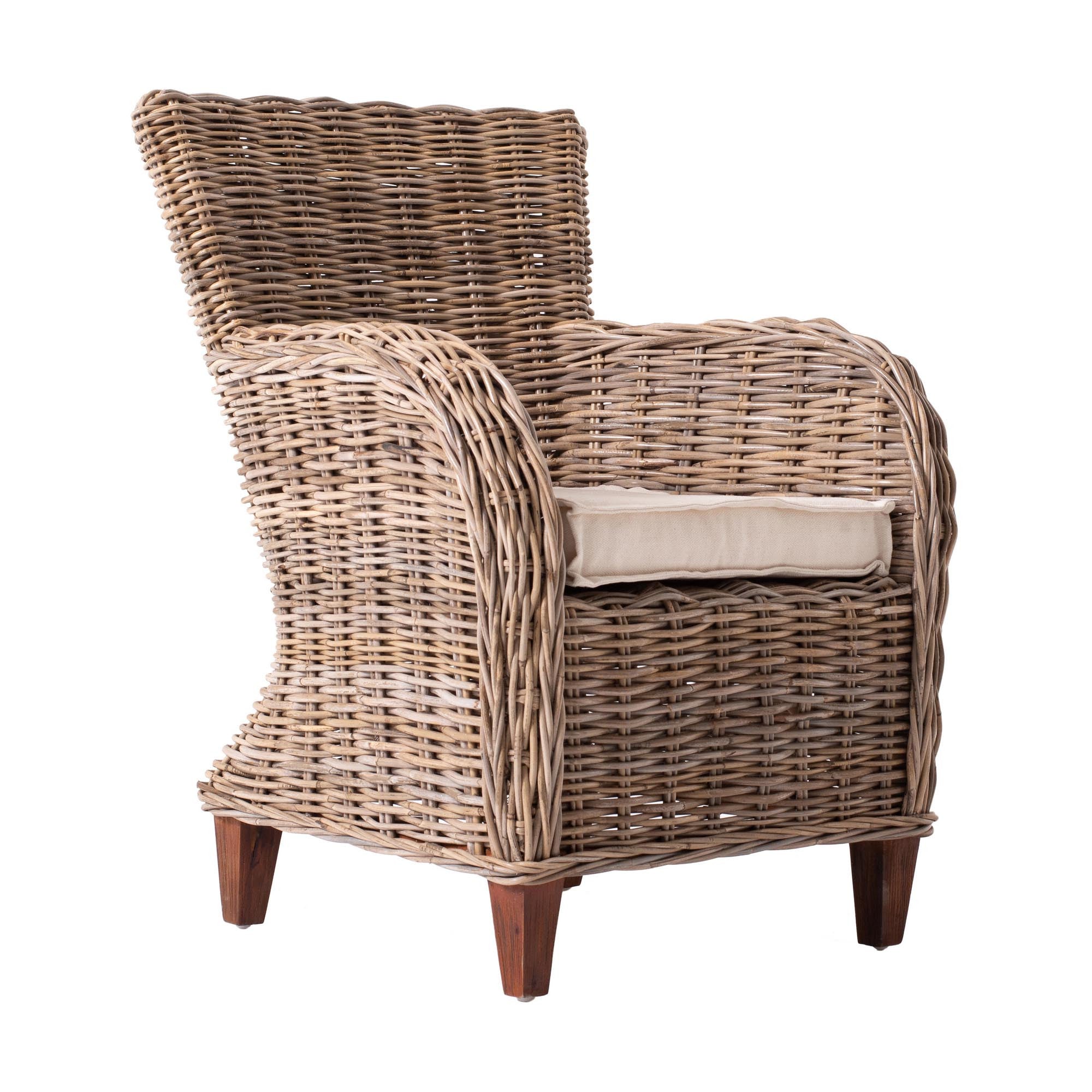 Set Of Two 26" Natural Brown Wingback Wicker Dining Chairs