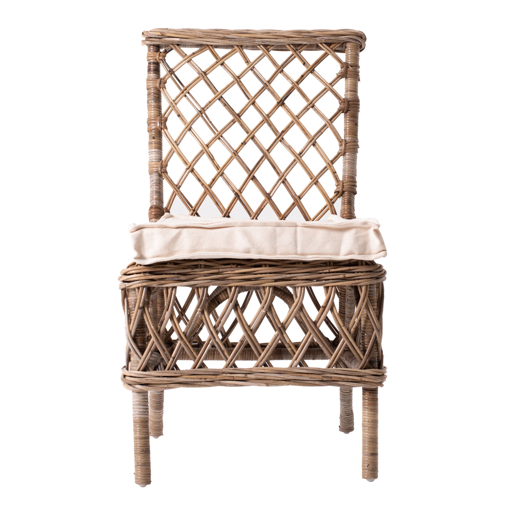 21" Set of Two Cross Back Rattan Parsons Dining Chairs