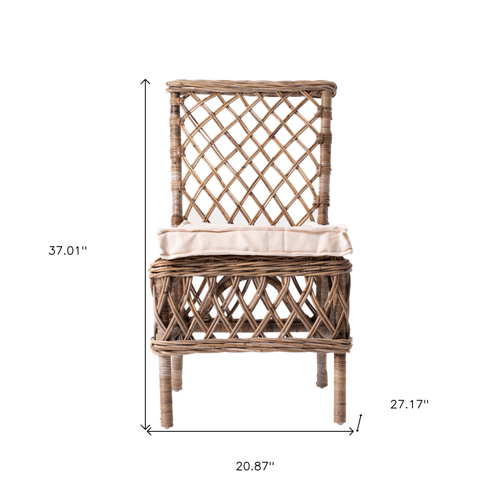 21" Set of Two Cross Back Rattan Parsons Dining Chairs