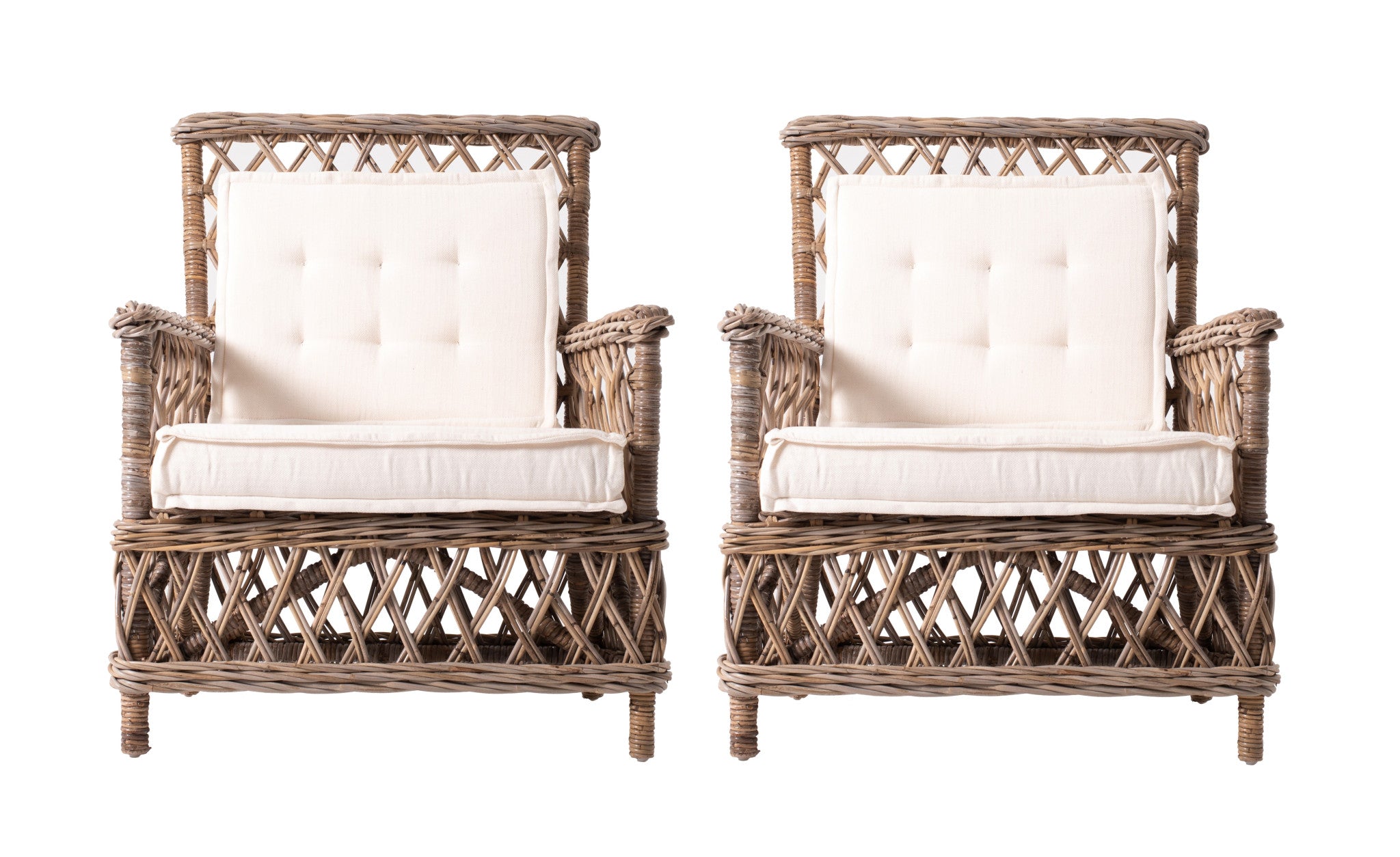 30" Set of Two Wicker Dining ArmChairs