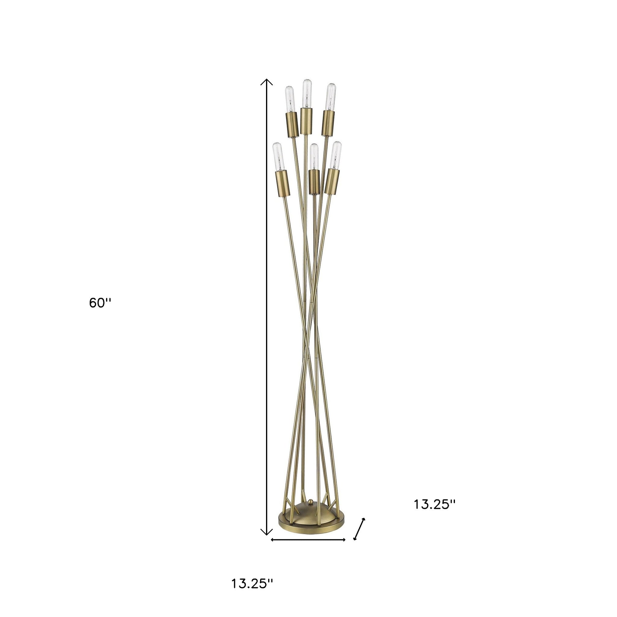 60" Gold 6 Light Torch Lamp