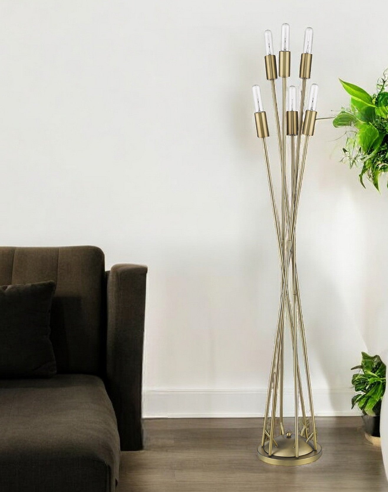 60" Gold 6 Light Torch Lamp