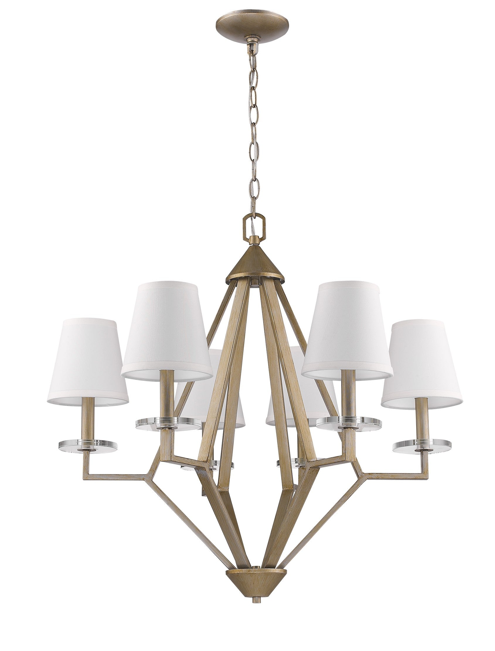 28" Gold 6-Candle Shaded Chandelier