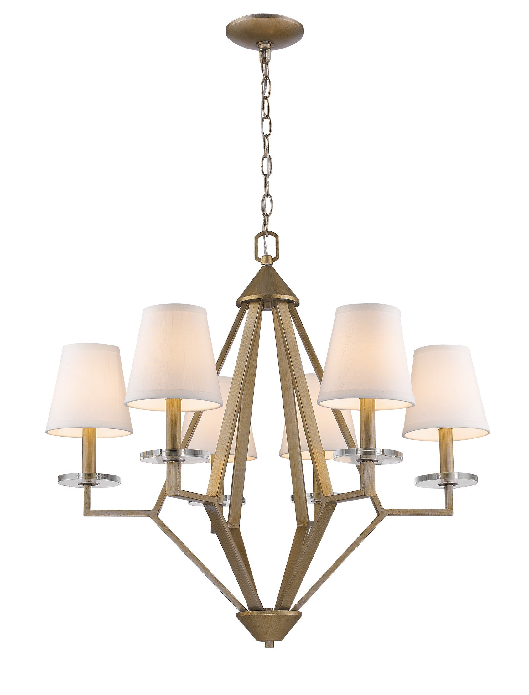 28" Gold 6-Candle Shaded Chandelier