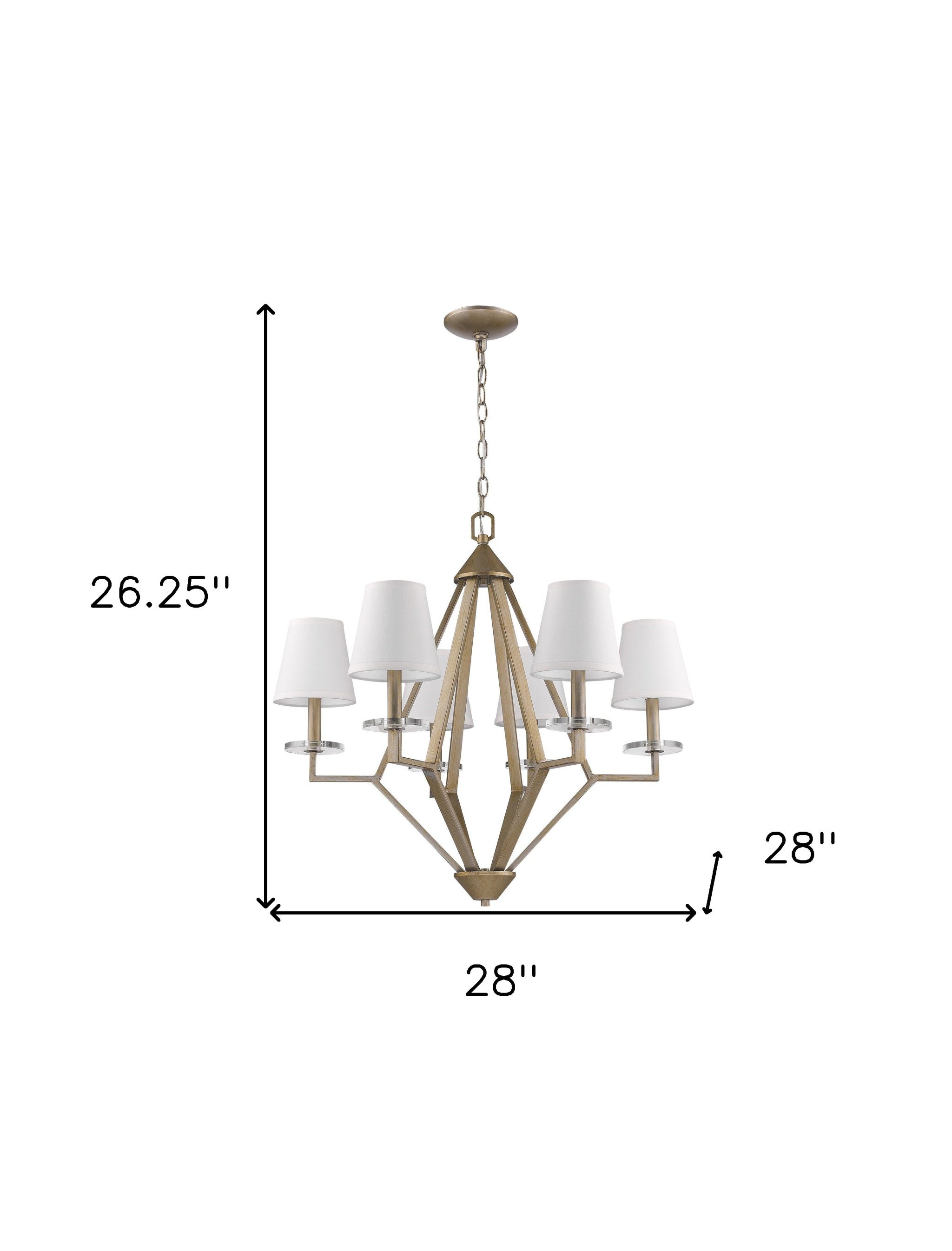 28" Gold 6-Candle Shaded Chandelier