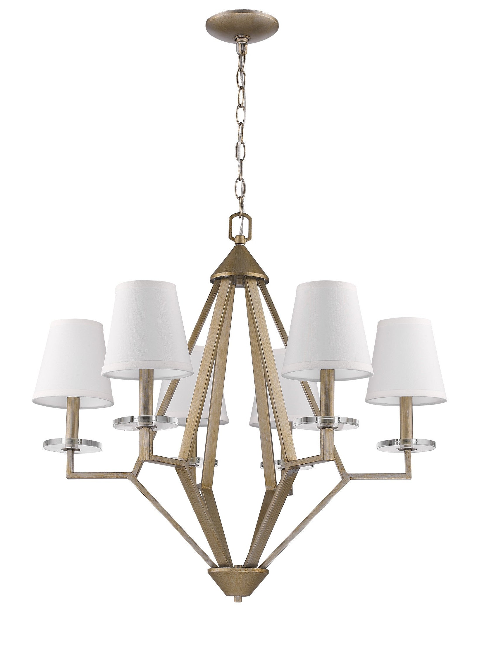 28" Gold 6-Candle Shaded Chandelier